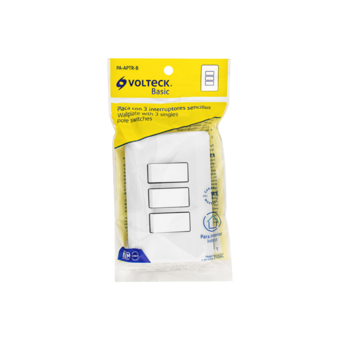 Placa armada 3 interruptores sencillos, Volteck - Imagen 2
