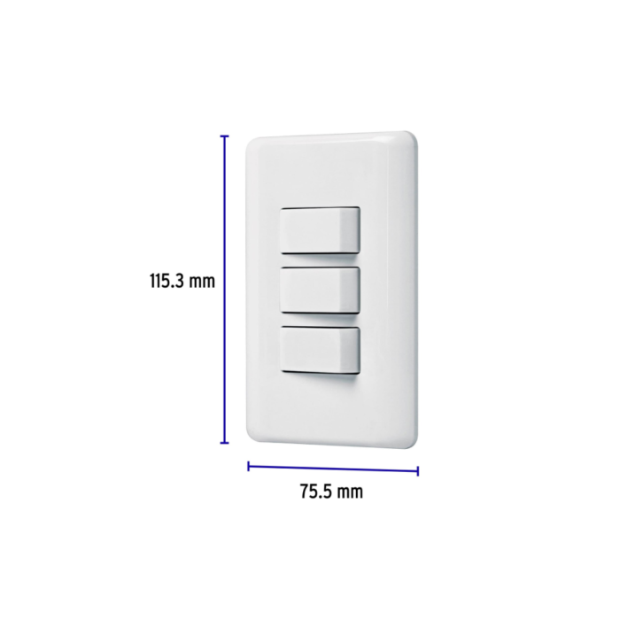 Placa armada con 3 interruptores sencillos, Volteck Basic