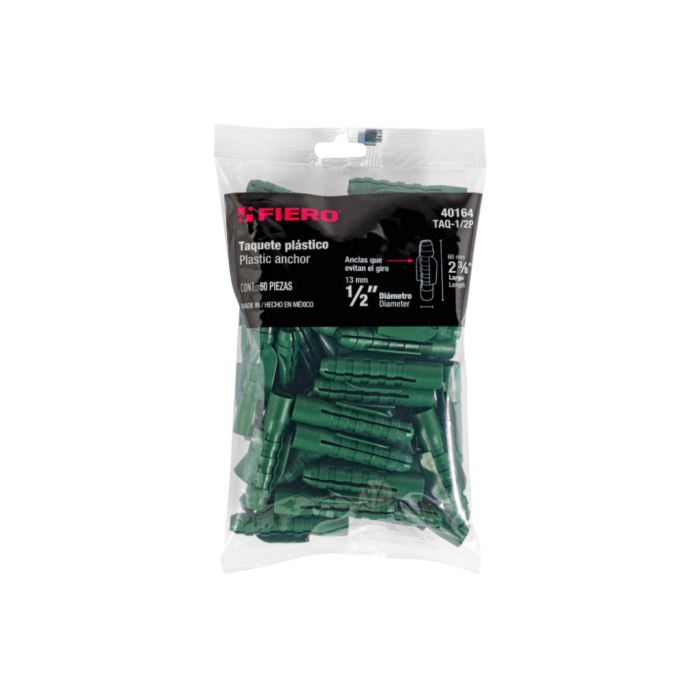 Taquete plástico de ½" 50 piezas - Imagen 3