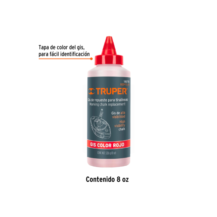 Gis rojo para tiralíneas, alta visibilidad, Truper