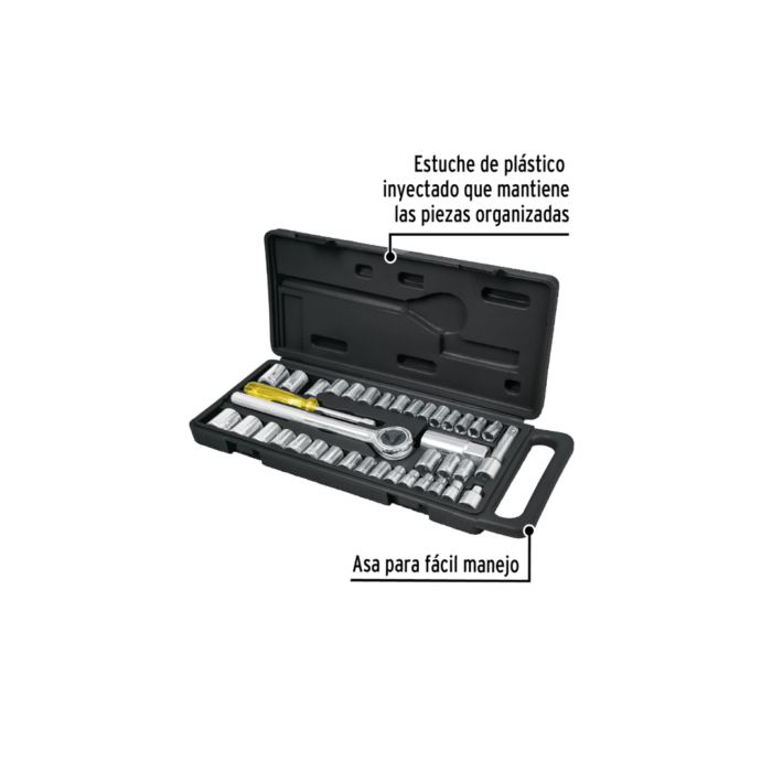 Juego de 39 herramientas 1/4" y 3/8" para mecánico, Pretul - Imagen 2