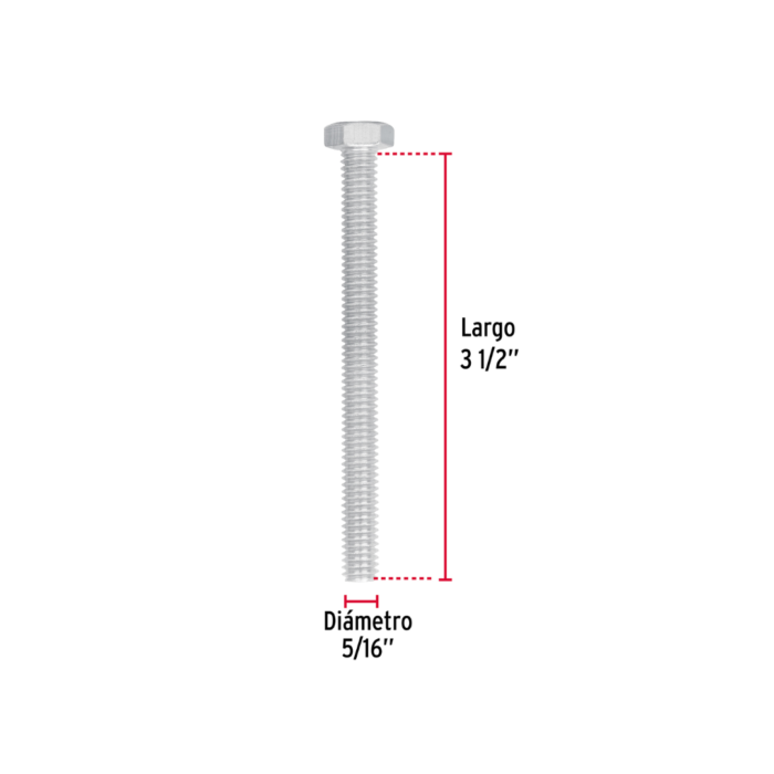 Bolsa con 50 tornillos 5/16" x 3-1/2" tipo máquina, Fiero - Imagen 3