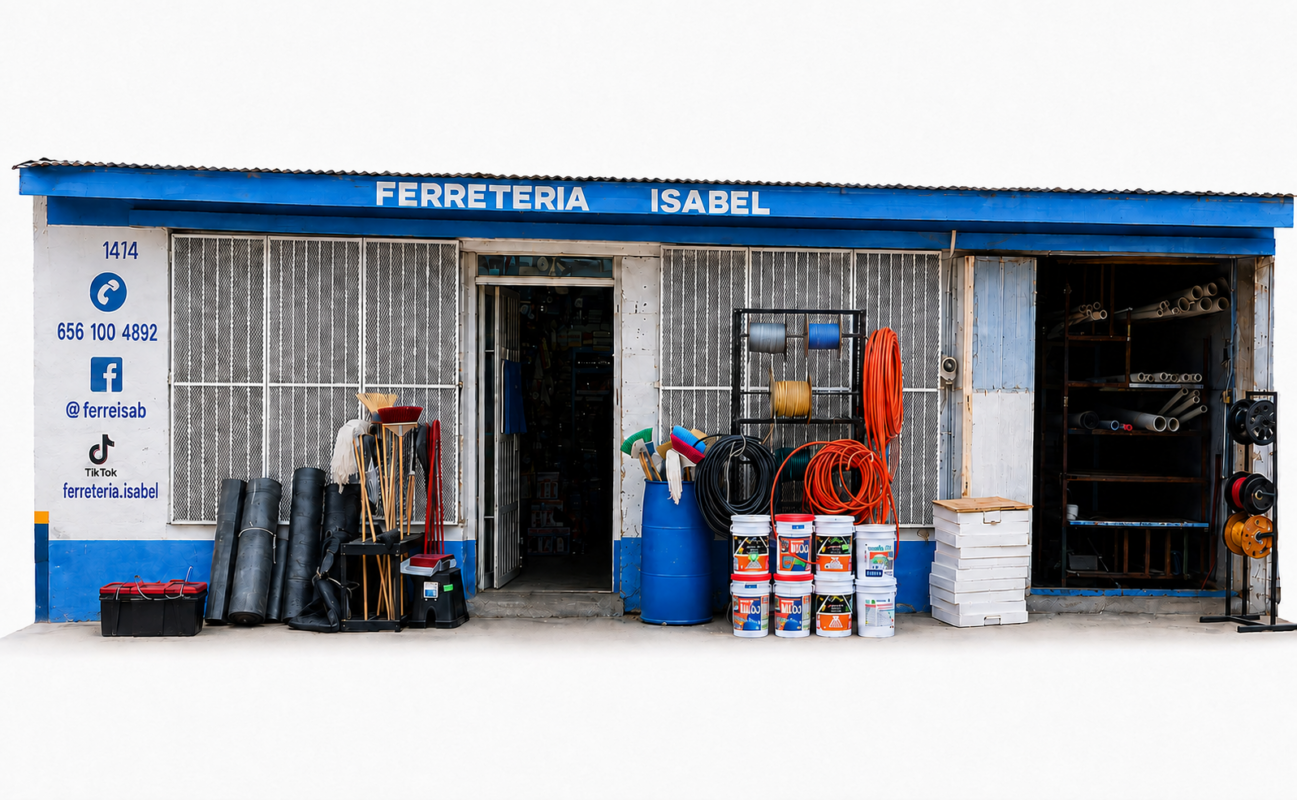 Fachada de Ferretería Isabel Altamirano en la colonia Barrio Alto